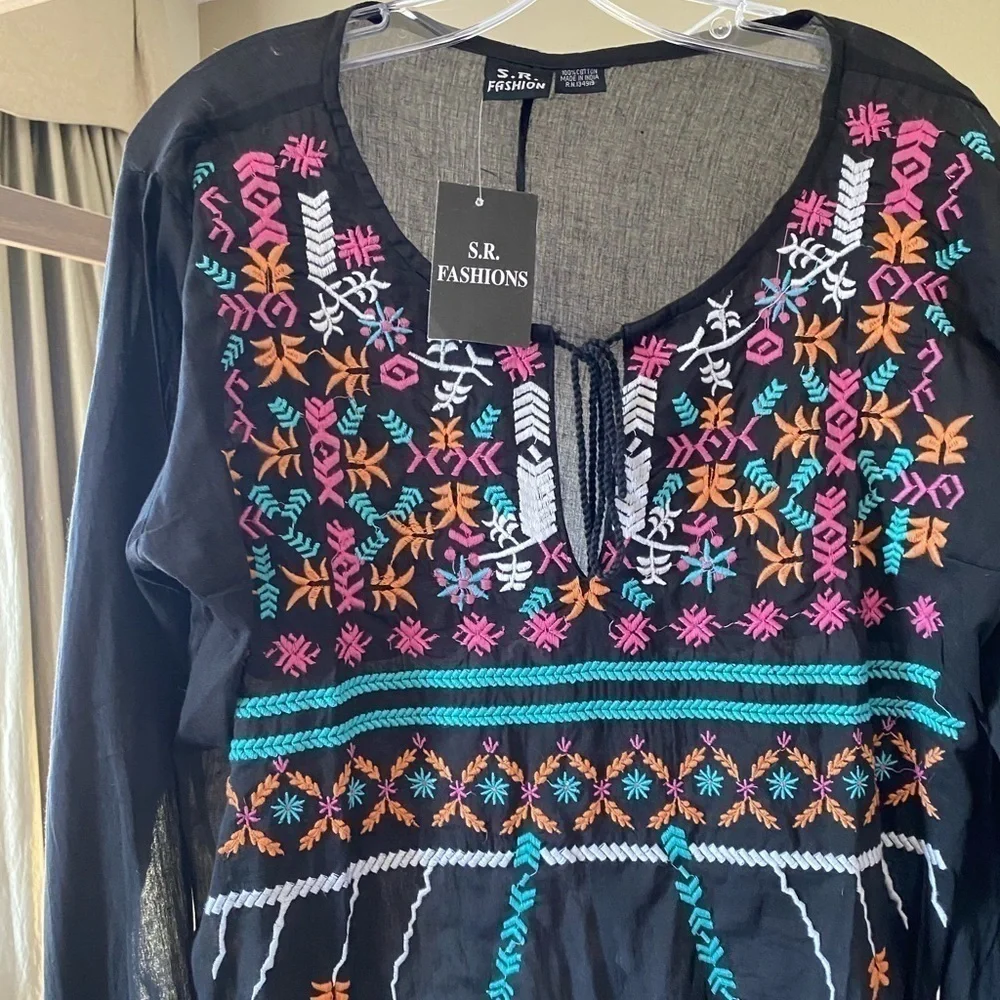 S.R Fashions/ Cotton Bohemian Tunic/ Cover Up - Picture 4 of 6